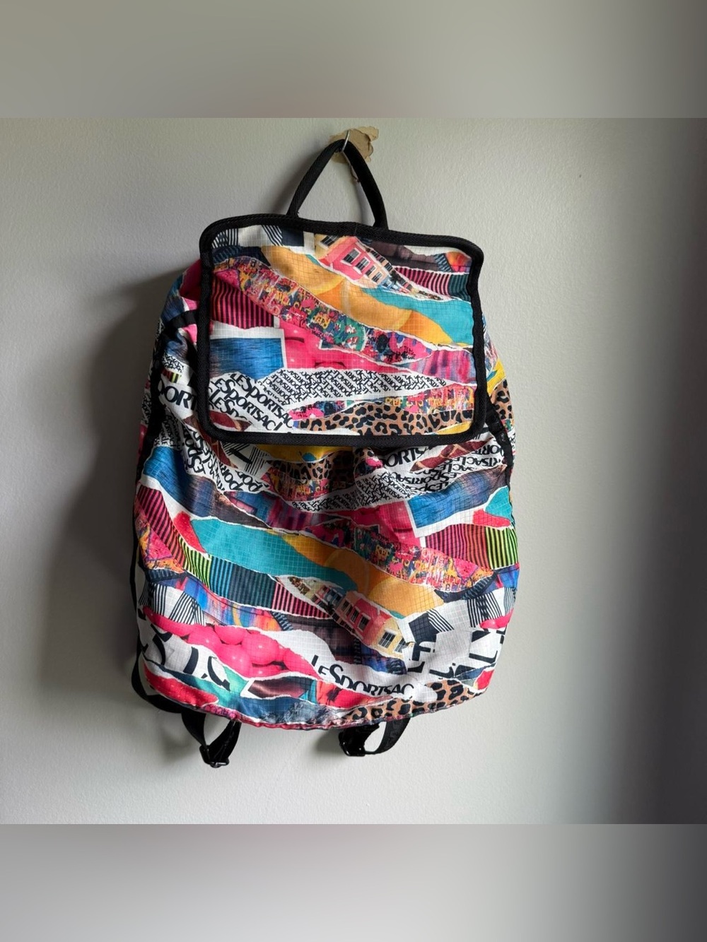 LeSportSac Colorful Backpack Y2K Graffiti Pattern